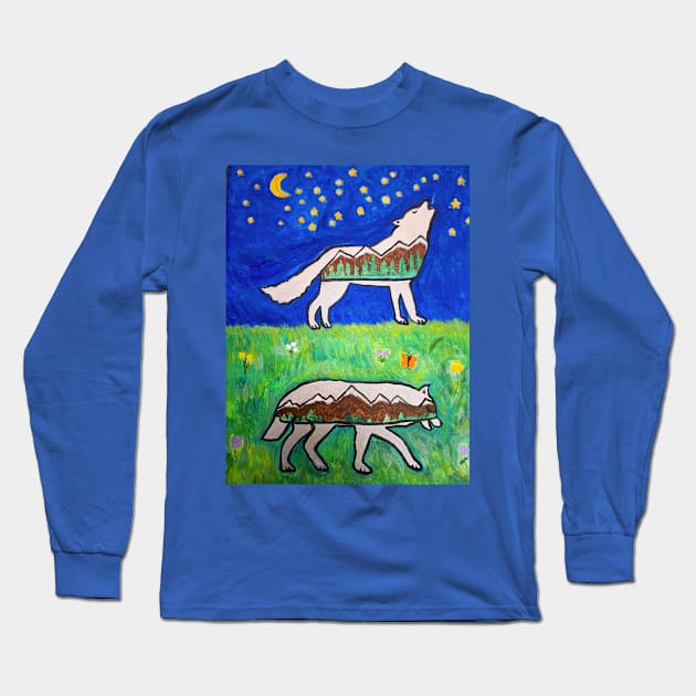 Wolf Spirit Animal Long Sleeve T-Shirt by Oregon333